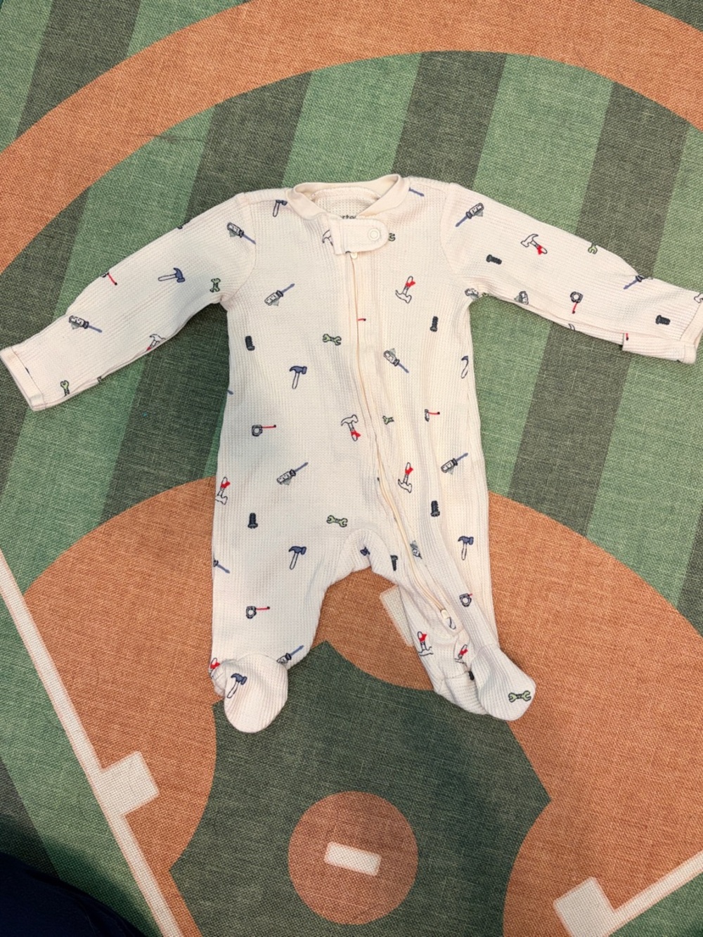 Carter's Cream Footed One-Piece with Tiny Tool Print